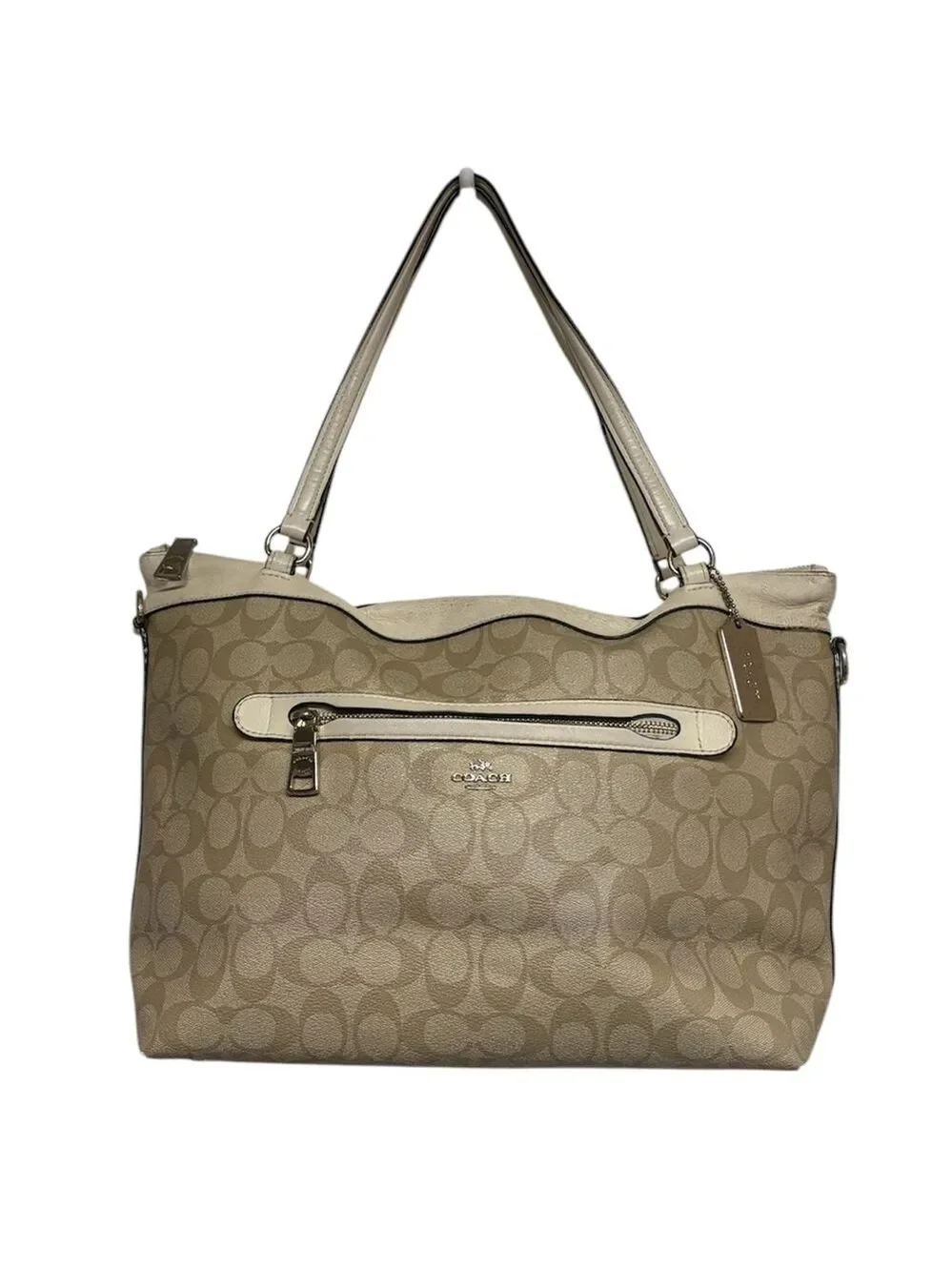 Coach Signature Tyler tote white tan shoulder bag purse 2016 clean authentic GUC